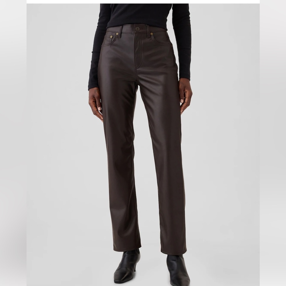 High Rise Vegan Leather Vintage Slim Pants